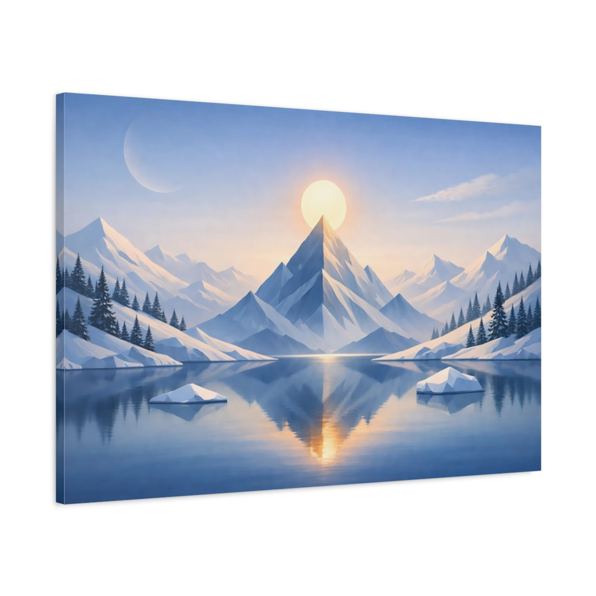 Geometric Winter Mountains Snowy Nature - Canvas Wall Art Print