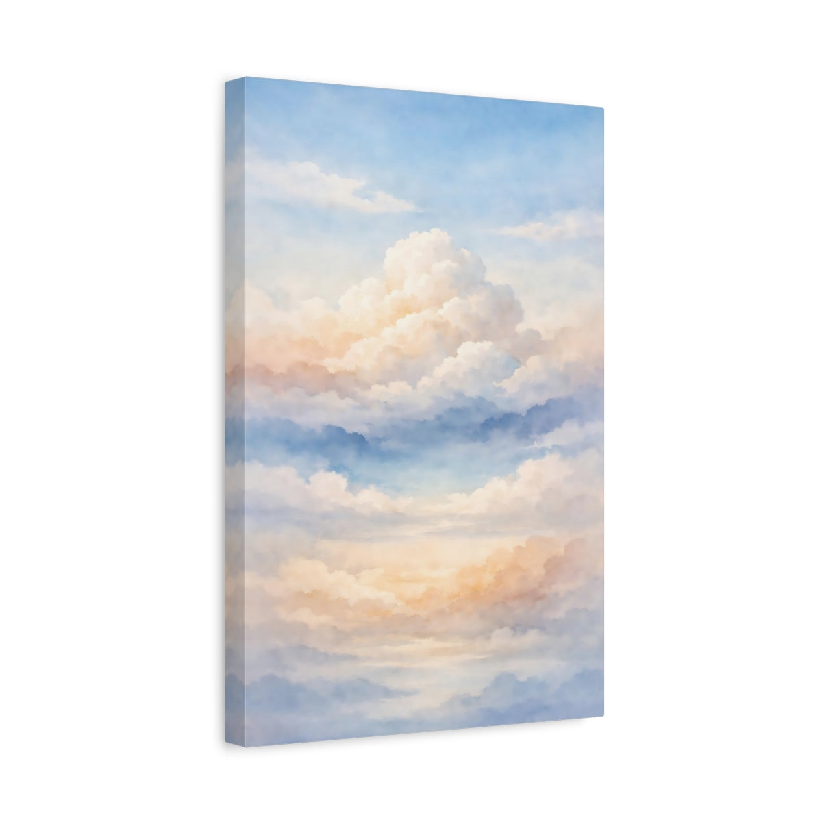 Side Mockup 4. Nature Clouds Pastel Sky Clouds shown as stretched canvas wall art