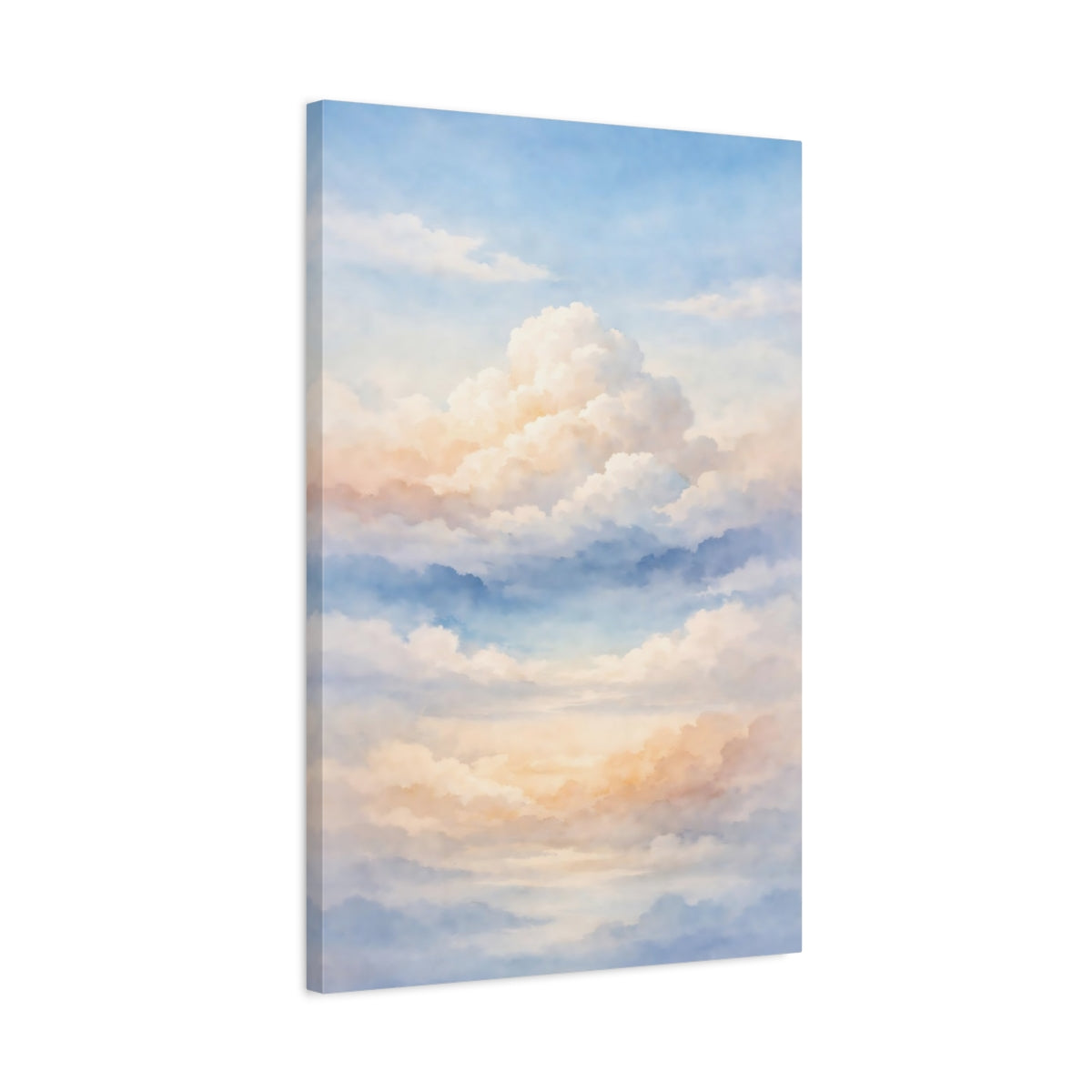 Side Mockup 2. Nature Clouds Pastel Sky Clouds shown as stretched canvas wall art