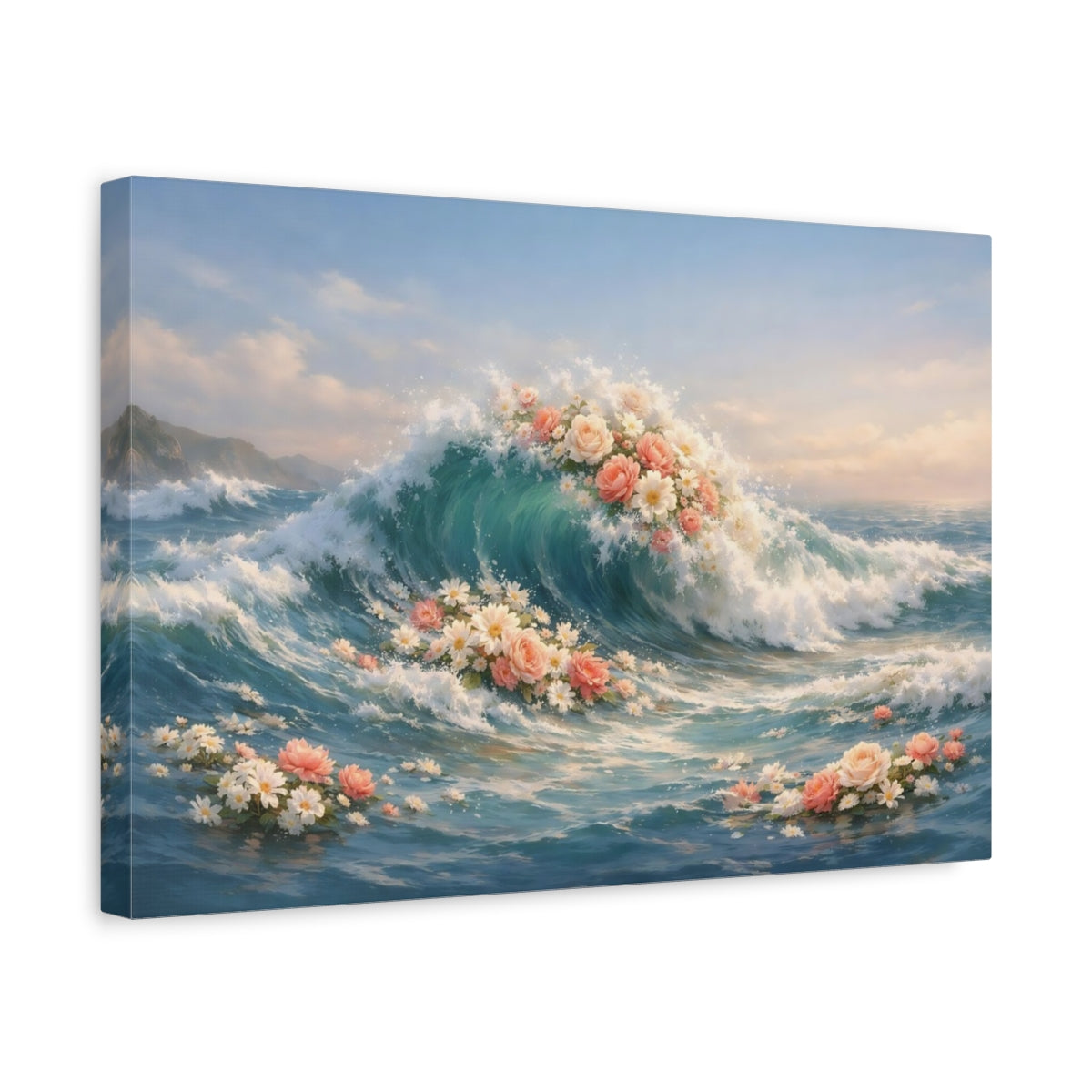 Floral Seascape Waves Abstract - Canvas Wall Art Print