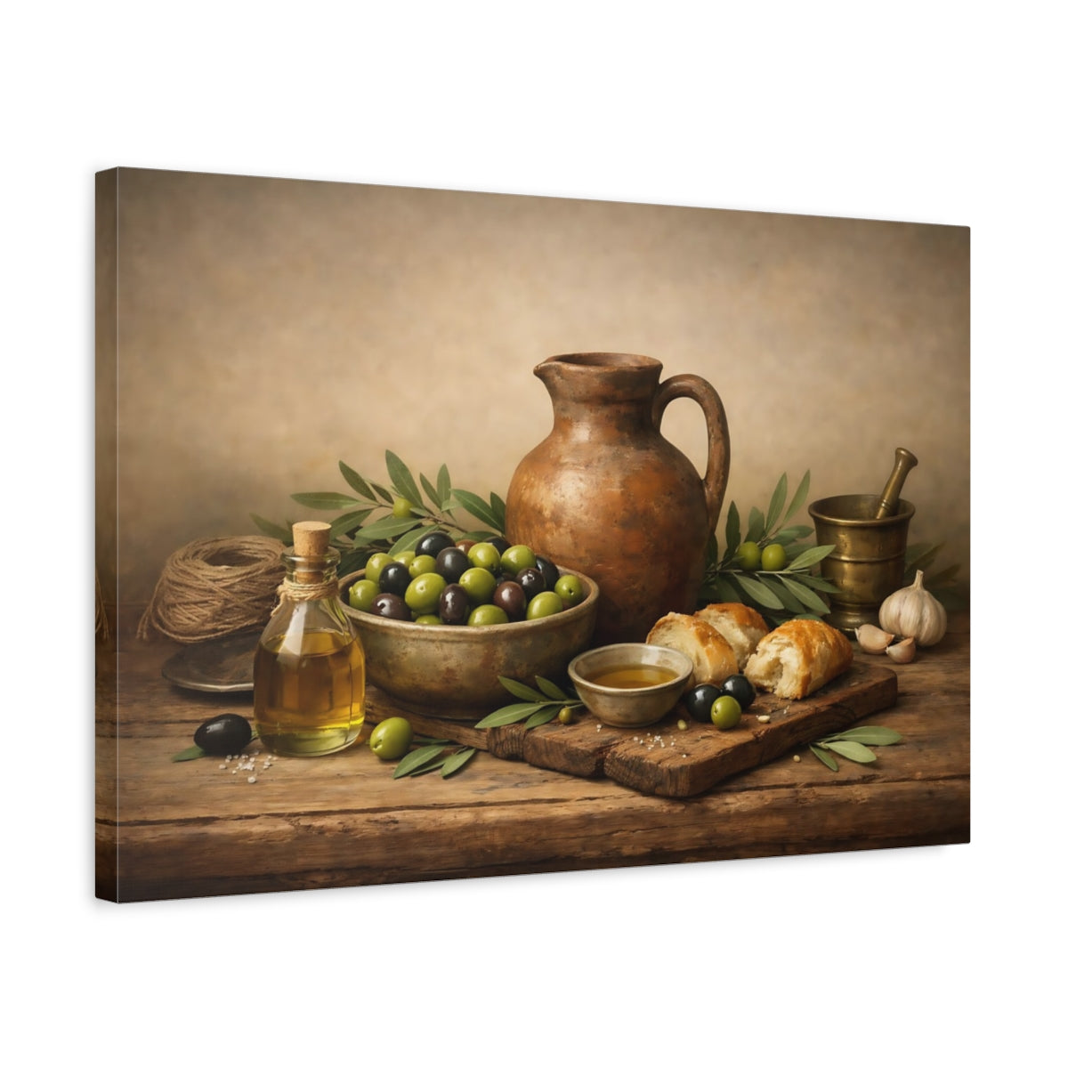 Vintage Rustic Olives - Canvas Wall Art Print