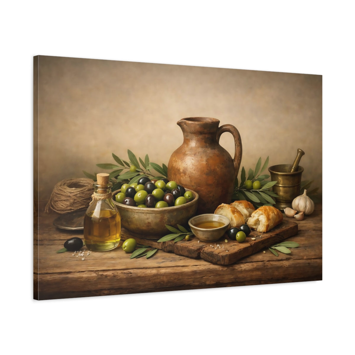 Vintage Rustic Olives - Canvas Wall Art Print