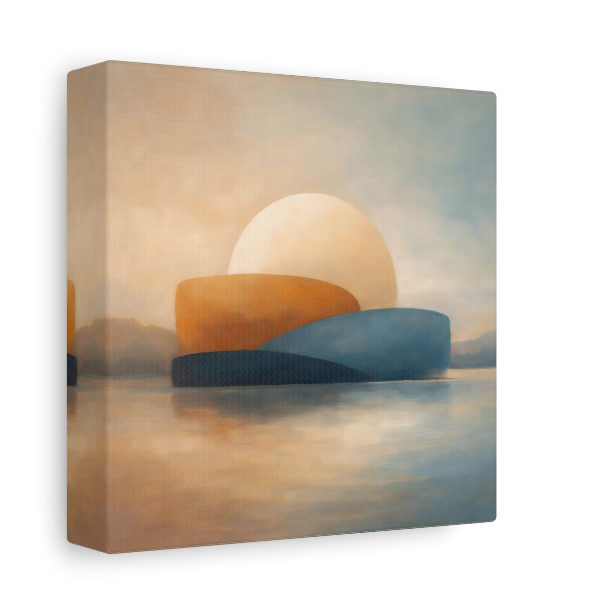 Side Mockup 1. Nature Abstract Sunset Coastal Sunset shown as stretched canvas wall art