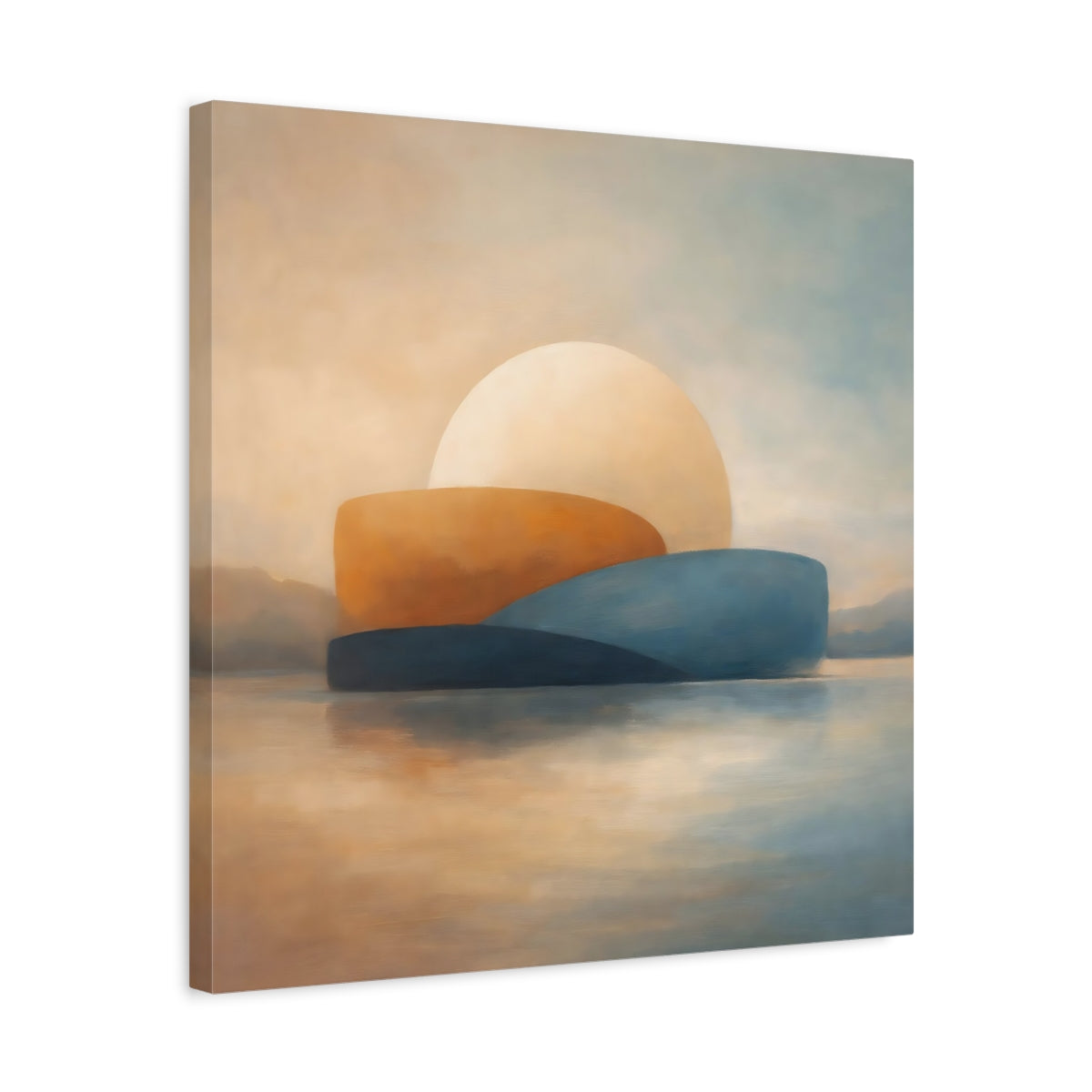 Side Mockup 5. Nature Abstract Sunset Coastal Sunset shown as stretched canvas wall art