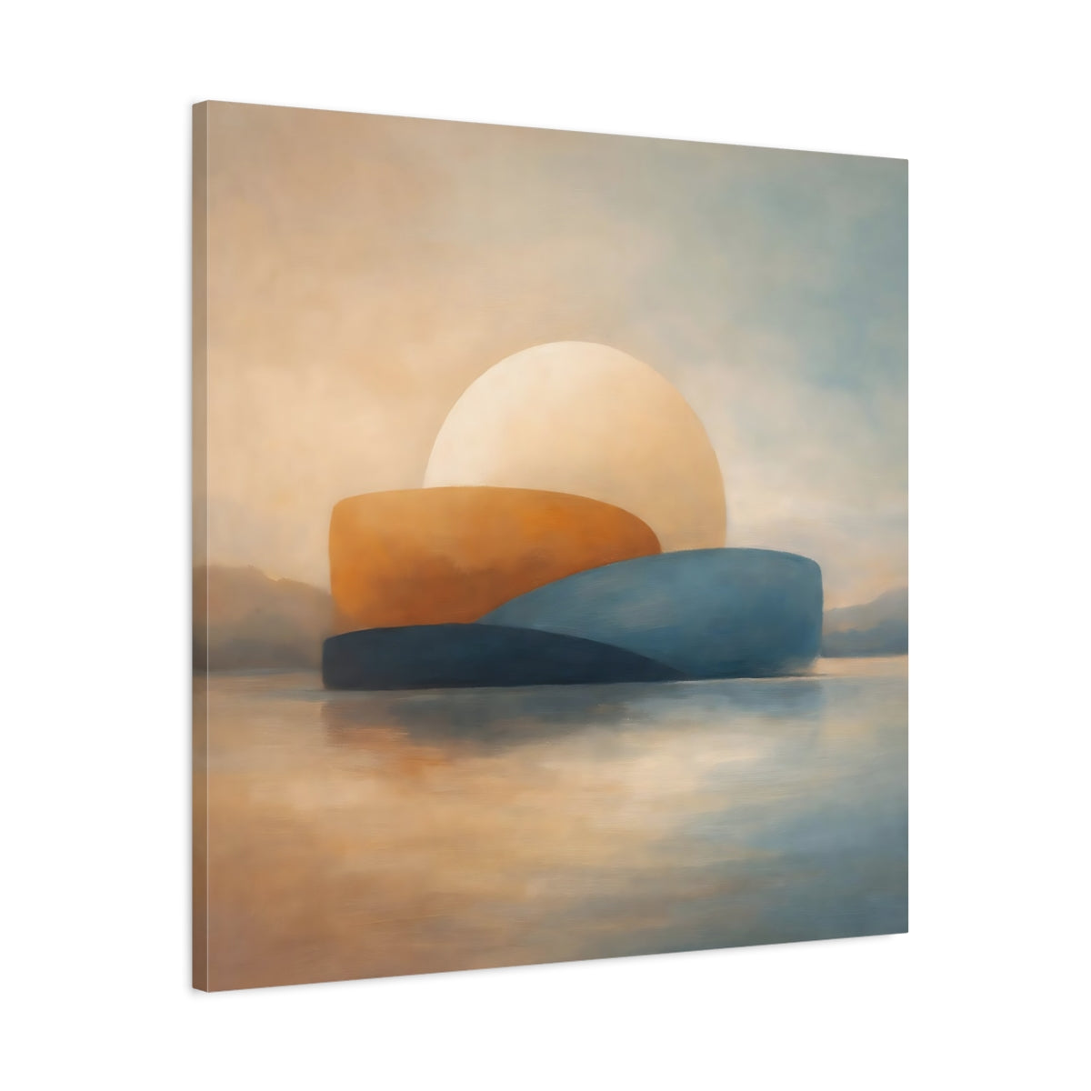 Side Mockup 3. Nature Abstract Sunset Coastal Sunset shown as stretched canvas wall art
