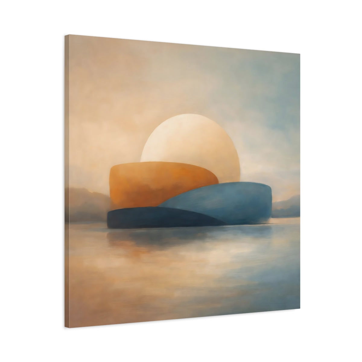 Side Mockup 2. Nature Abstract Sunset Coastal Sunset shown as stretched canvas wall art