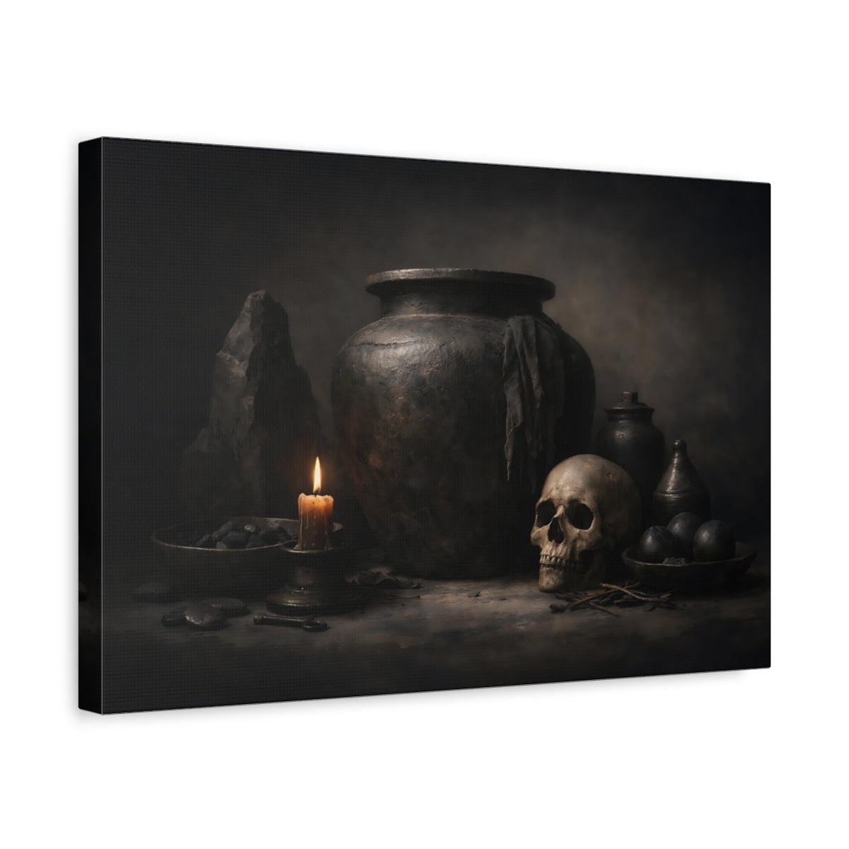 Dark Dramatic Sculptural Objects Skull Horror - Canvas Wall Art Print