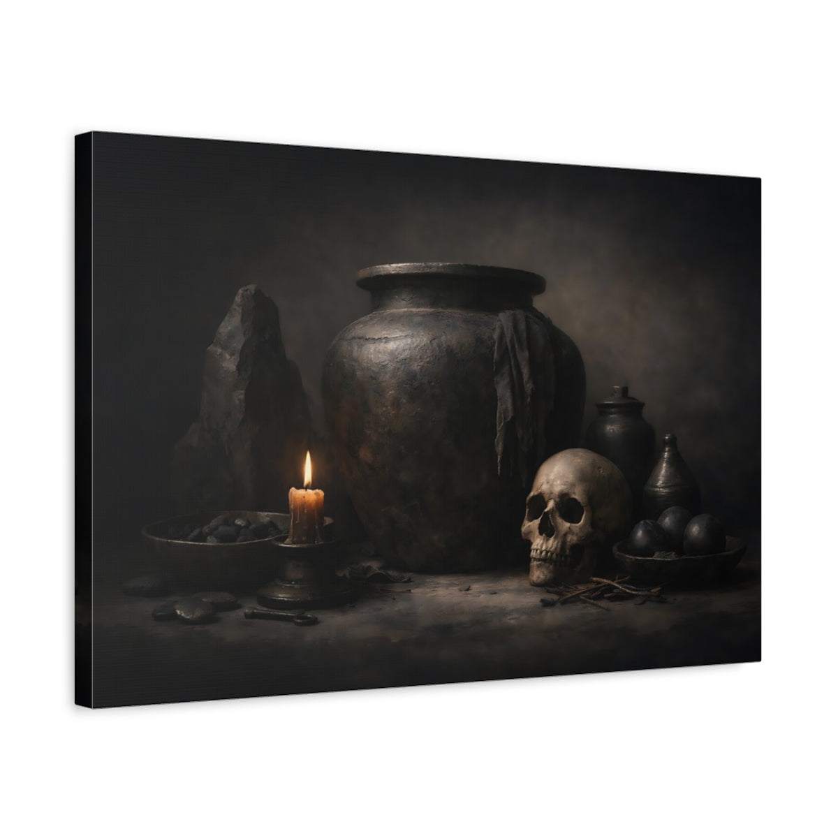 Dark Dramatic Sculptural Objects Skull Horror - Canvas Wall Art Print