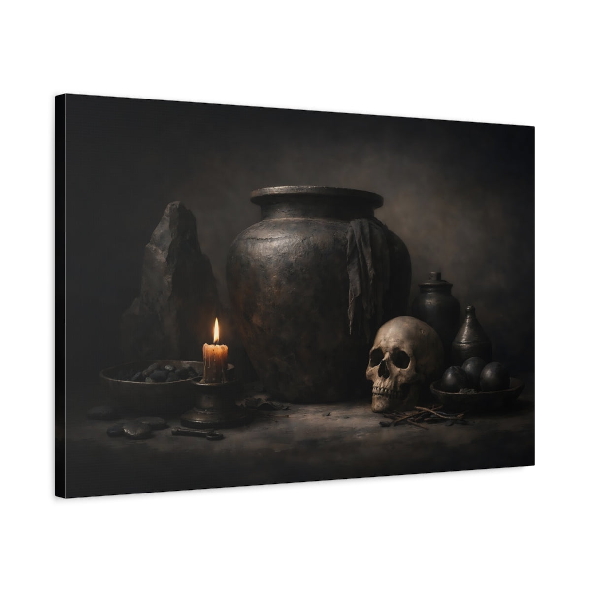 Dark Dramatic Sculptural Objects Skull Horror - Canvas Wall Art Print