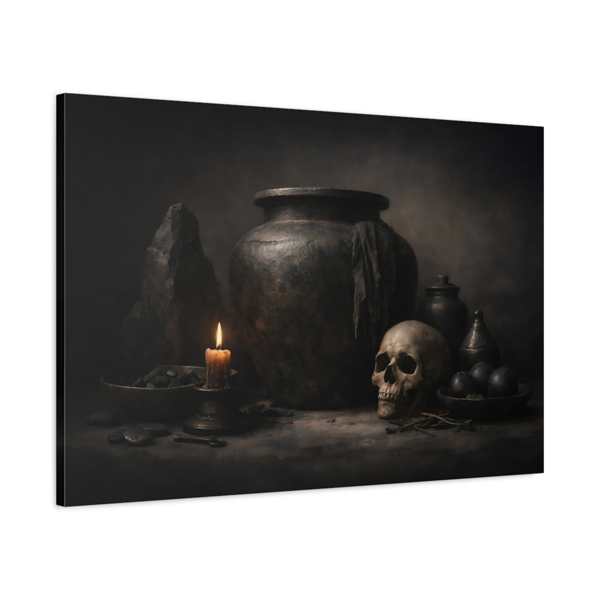 Dark Dramatic Sculptural Objects Skull Horror - Canvas Wall Art Print