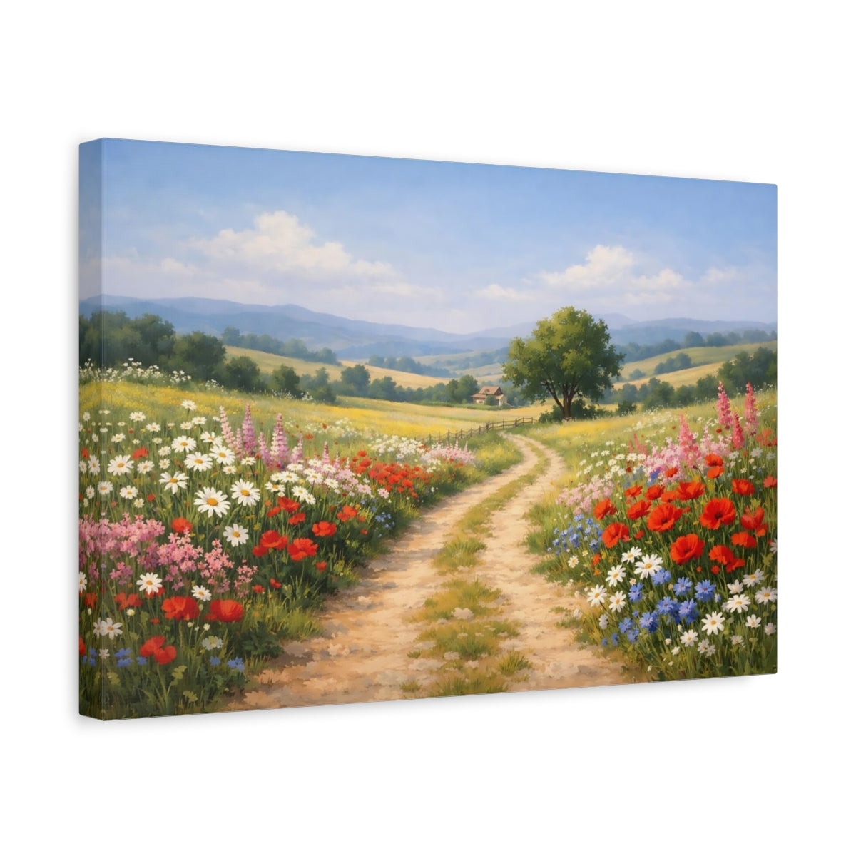 Floral Countryside Path Wildflowers Nature - Impression sur toile murale