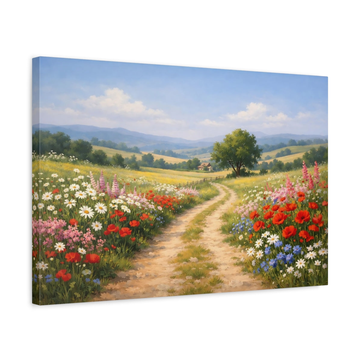 Floral Countryside Path Wildflowers Nature - Impression sur toile murale