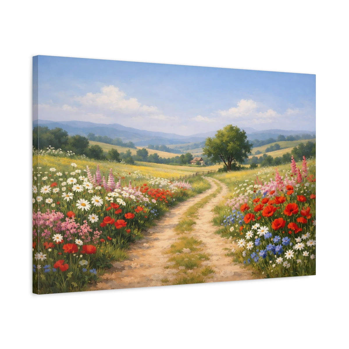 Floral Countryside Path Wildflowers Nature - Impression sur toile murale