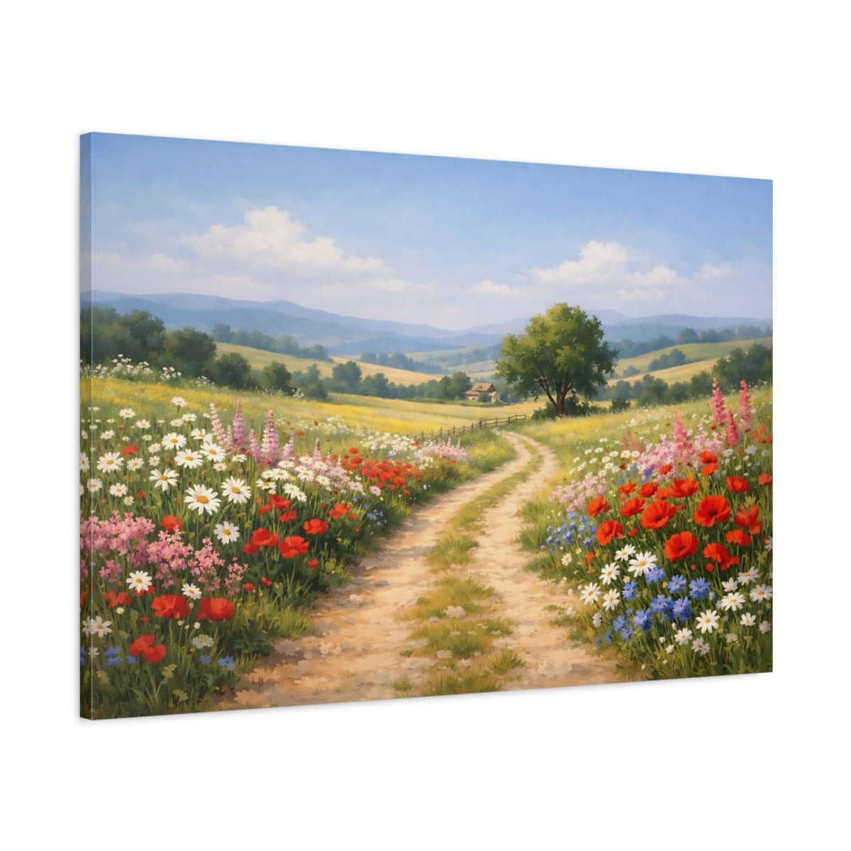Floral Countryside Path Wildflowers Nature - Impression sur toile murale