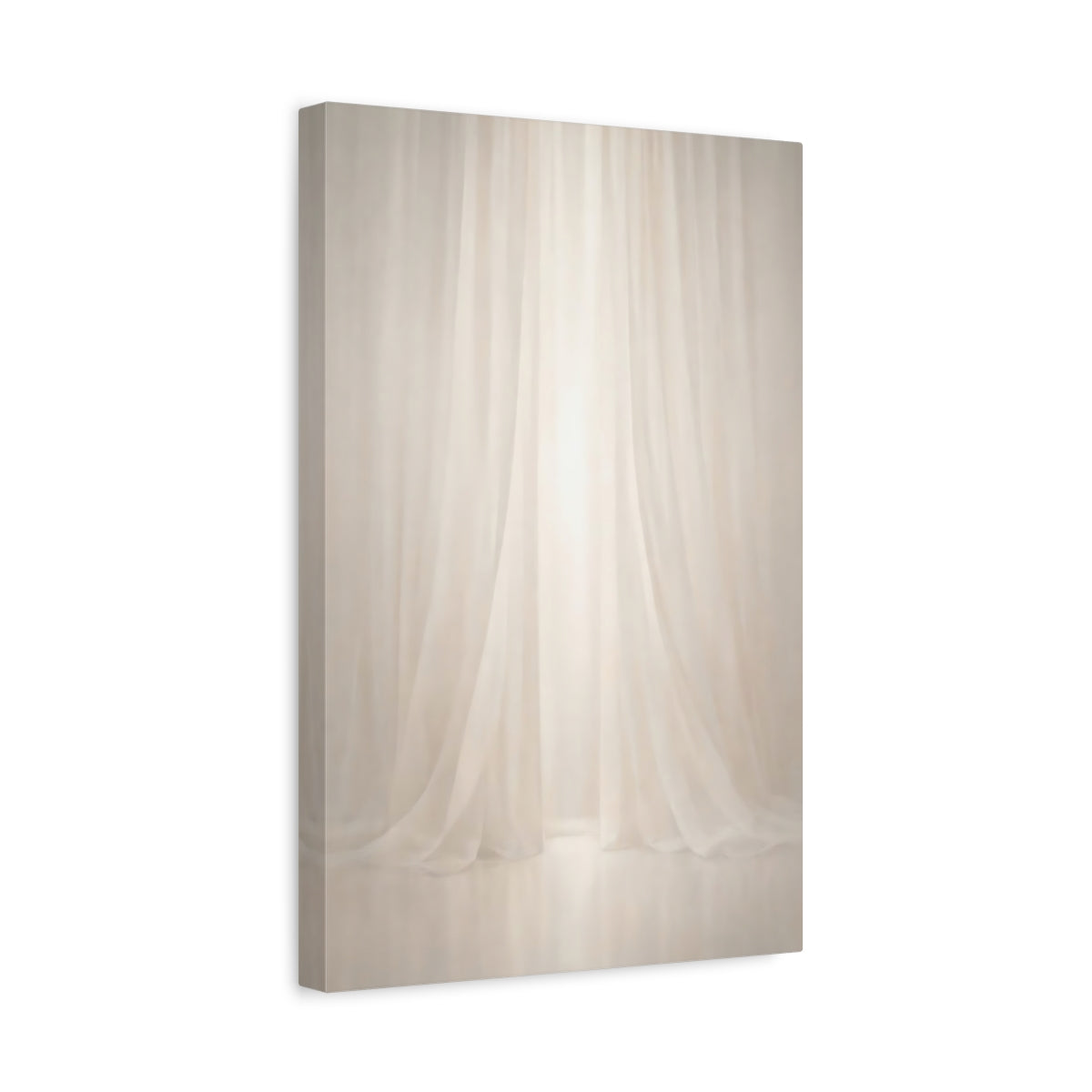 Abstract Sheer Curtains White And Cream - Canvas Wall Art Print