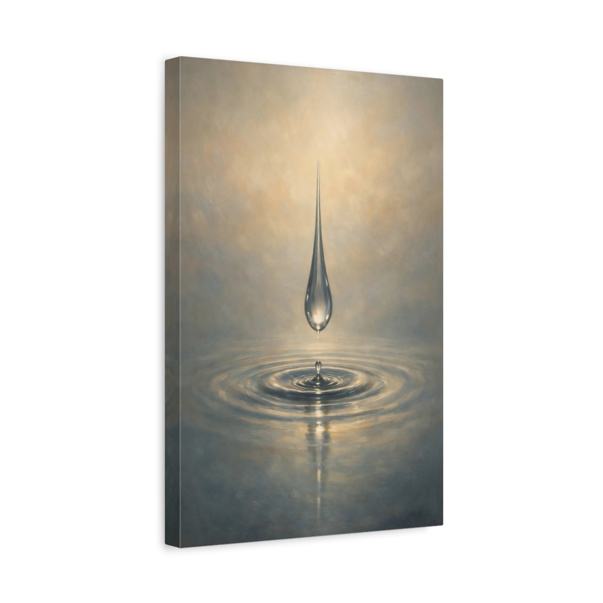 Side Mockup 4. Nature Water Drop Blue And Gold shown as stretched canvas wall art