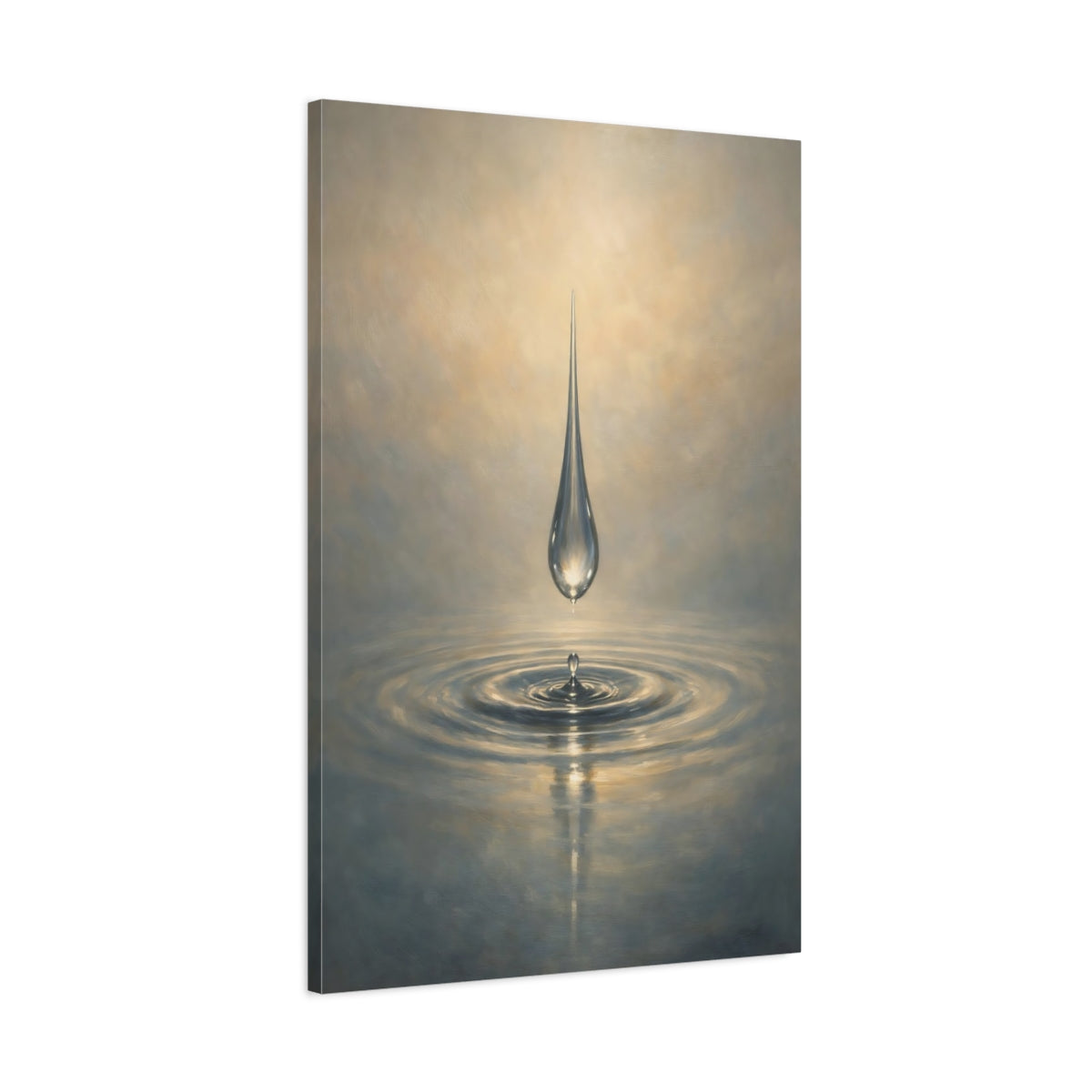 Side Mockup 1. Nature Water Drop Blue And Gold shown as stretched canvas wall art