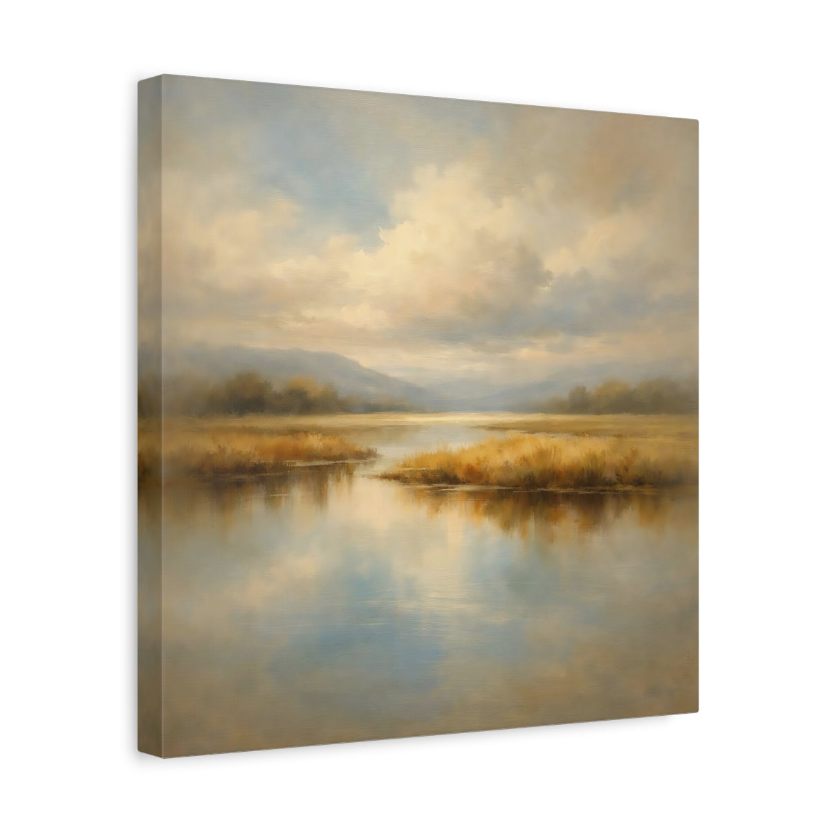 Side Mockup 7. Nature Marsh Landscape Misty Marsh shown as stretched canvas wall art