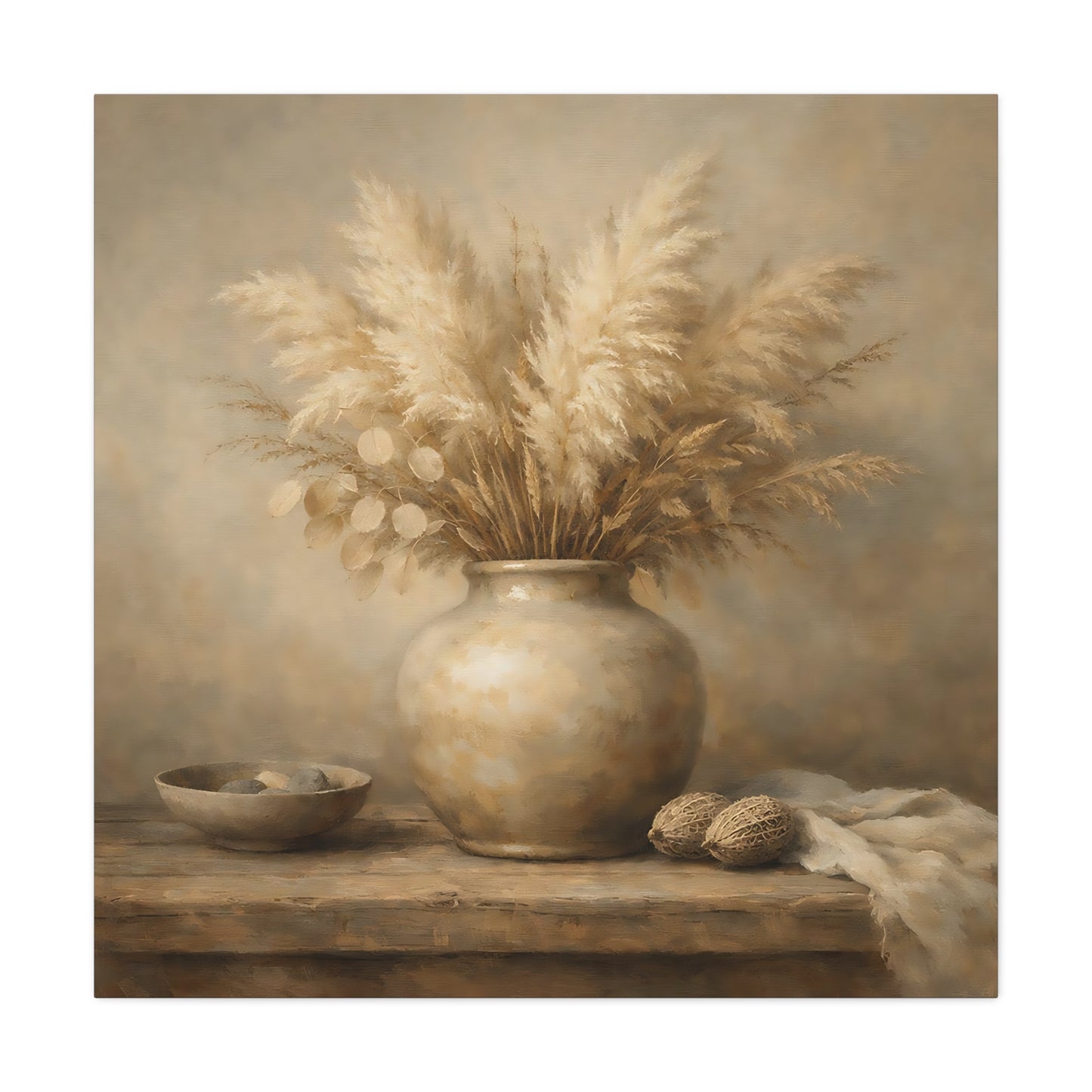 Nature Pampas Grass Brown And Beige - Canvas Wall Art Print