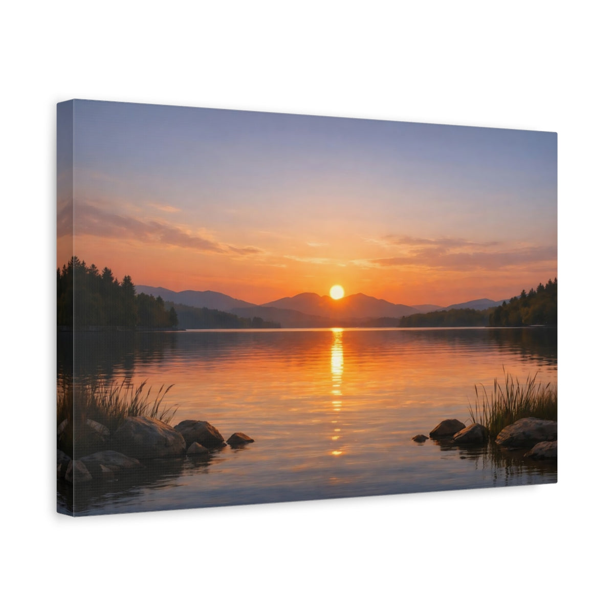 Contemporary Lake Sunset Nature - Canvas Wall Art Print