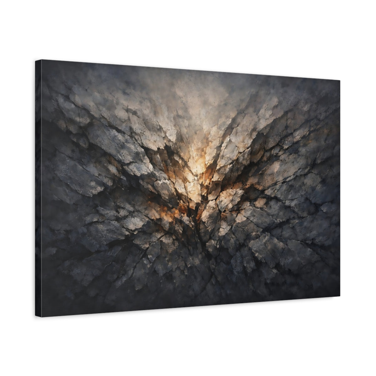 Moody Stone Texture Cracked Surface Abstract - Canvas Wall Art Print