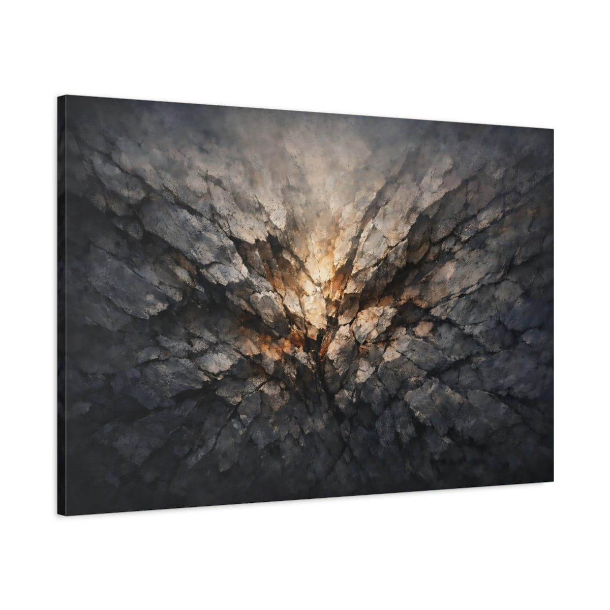 Moody Stone Texture Cracked Surface Abstract - Canvas Wall Art Print