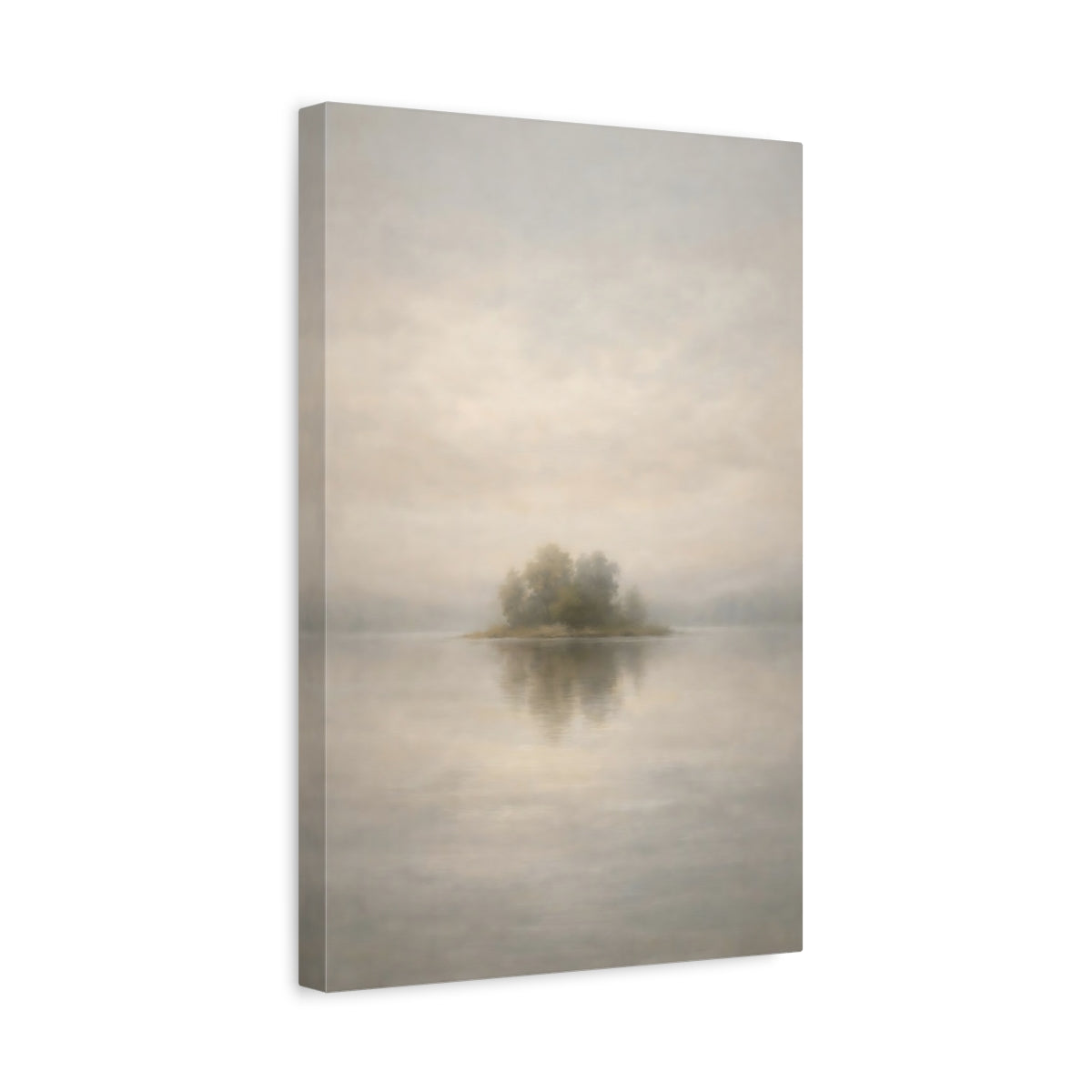 Side Mockup 4. Neutral Fog Line Horizon Thin shown as stretched canvas wall art
