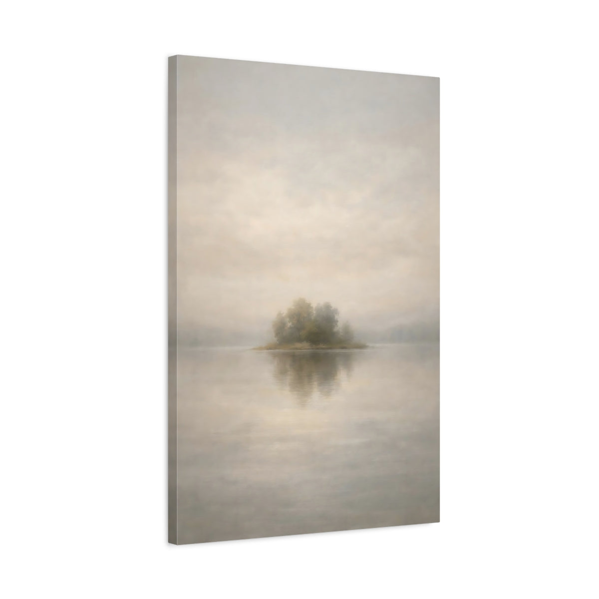 Side Mockup 2. Neutral Fog Line Horizon Thin shown as stretched canvas wall art