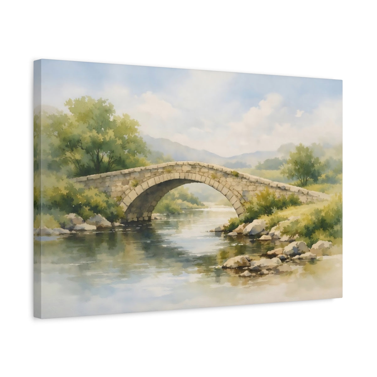 Aquarelle Pont en Pierre Nature - Impression sur Toile