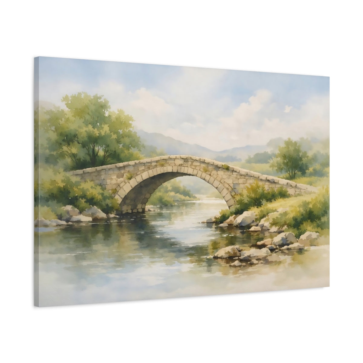 Aquarelle Pont en Pierre Nature - Impression sur Toile