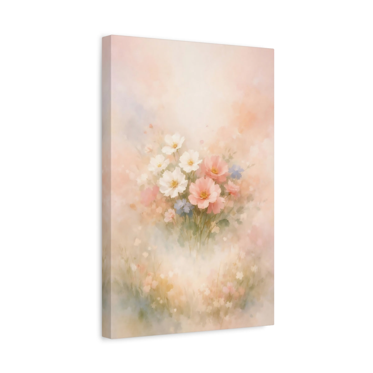 Side Mockup 4. Floral Floral Bouquet Pastel Floral Bouquet shown as stretched canvas wall art