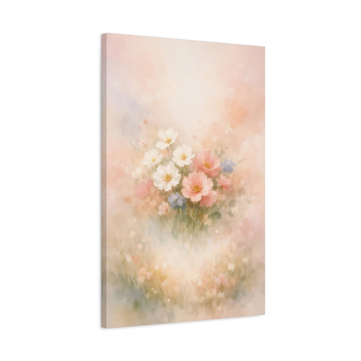 Side Mockup 2. Floral Floral Bouquet Pastel Floral Bouquet shown as stretched canvas wall art