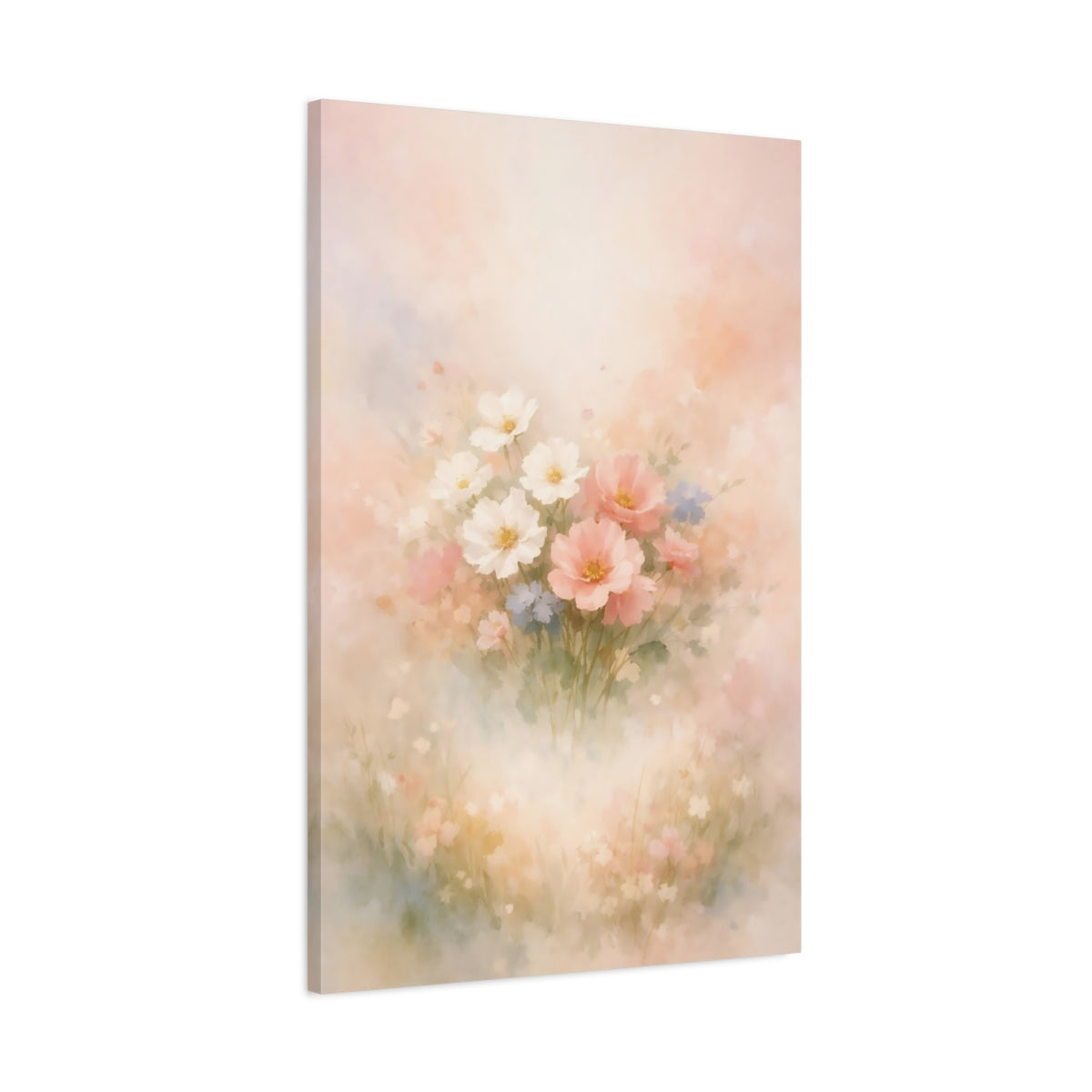 Side Mockup 1. Floral Floral Bouquet Pastel Floral Bouquet shown as stretched canvas wall art