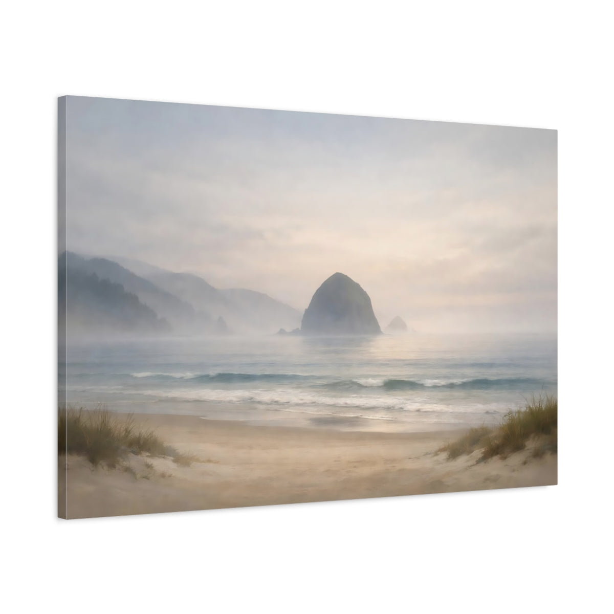 Mist Depth Beach Horizon Sea Stack Nature - Canvas Wall Art Print