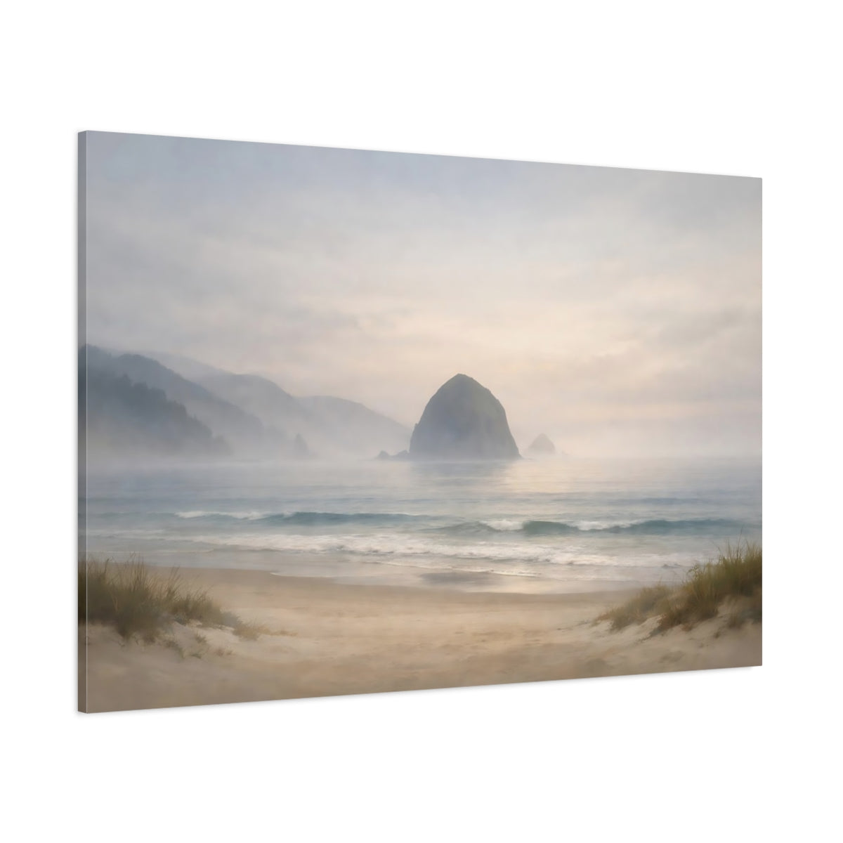 Mist Depth Beach Horizon Sea Stack Nature - Canvas Wall Art Print