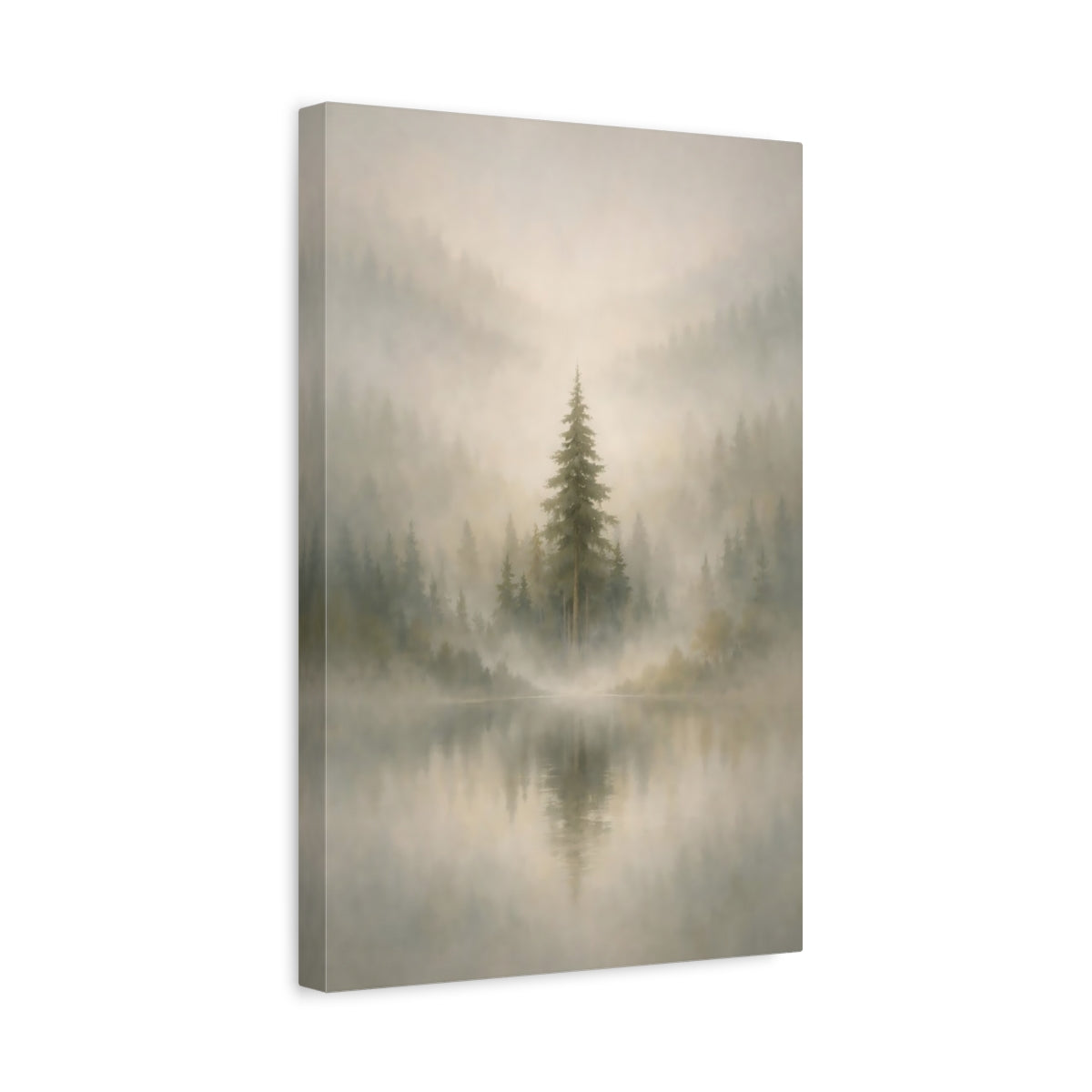 Nature Misty Lake Forest - Canvas Wall Art Print