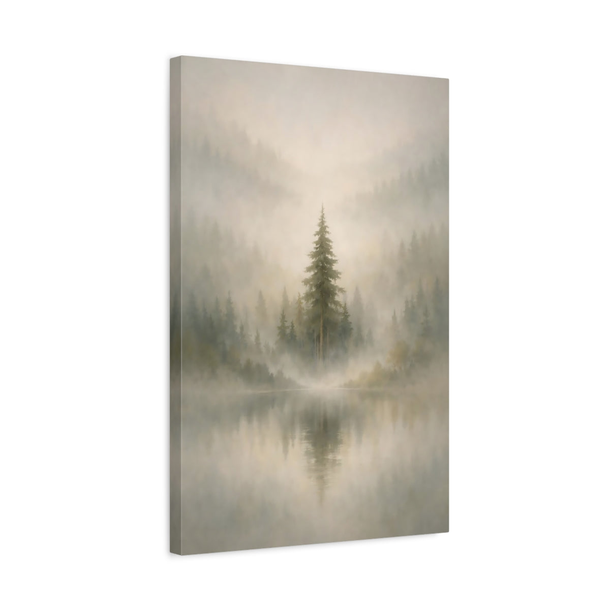 Nature Misty Lake Forest - Canvas Wall Art Print