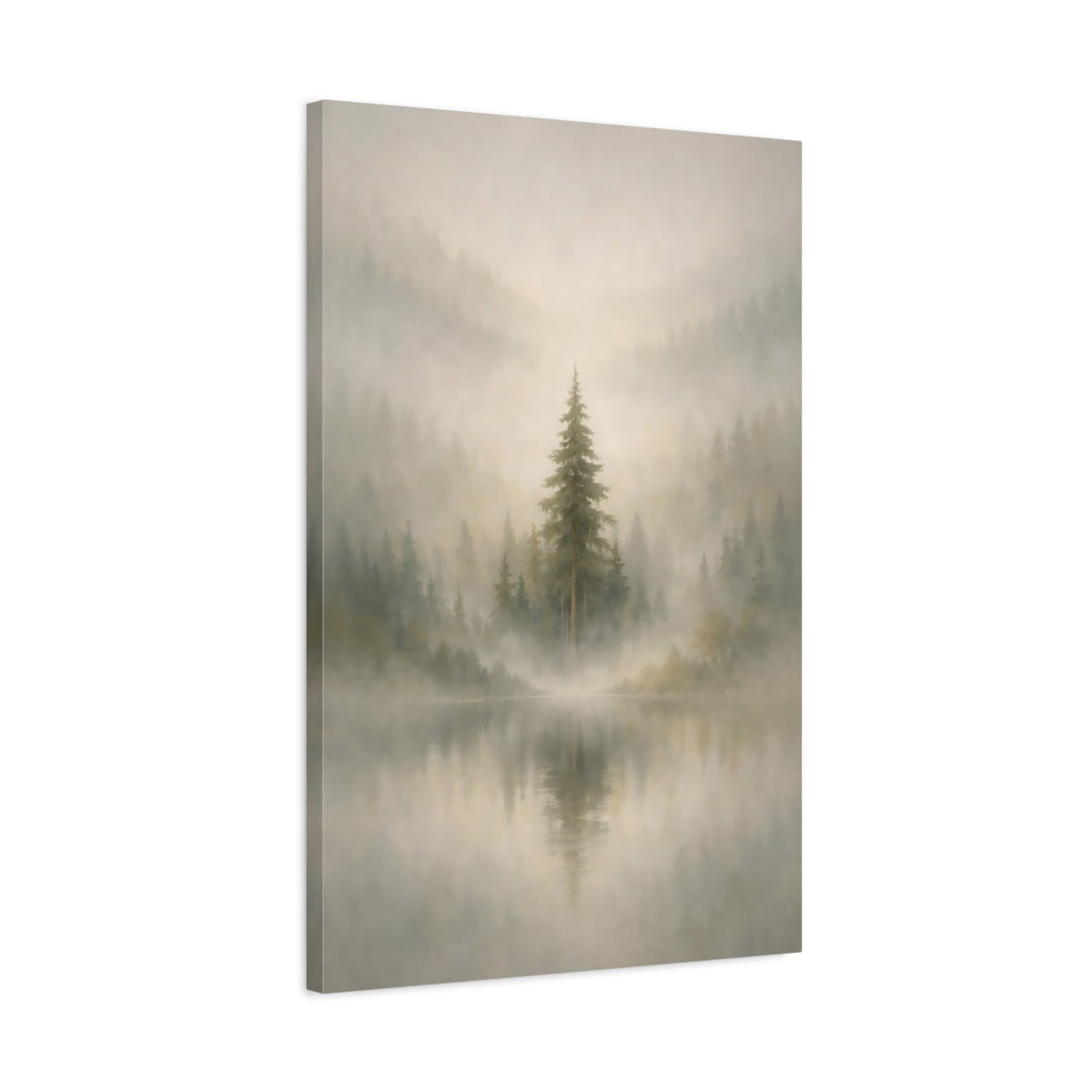 Nature Misty Lake Forest - Canvas Wall Art Print