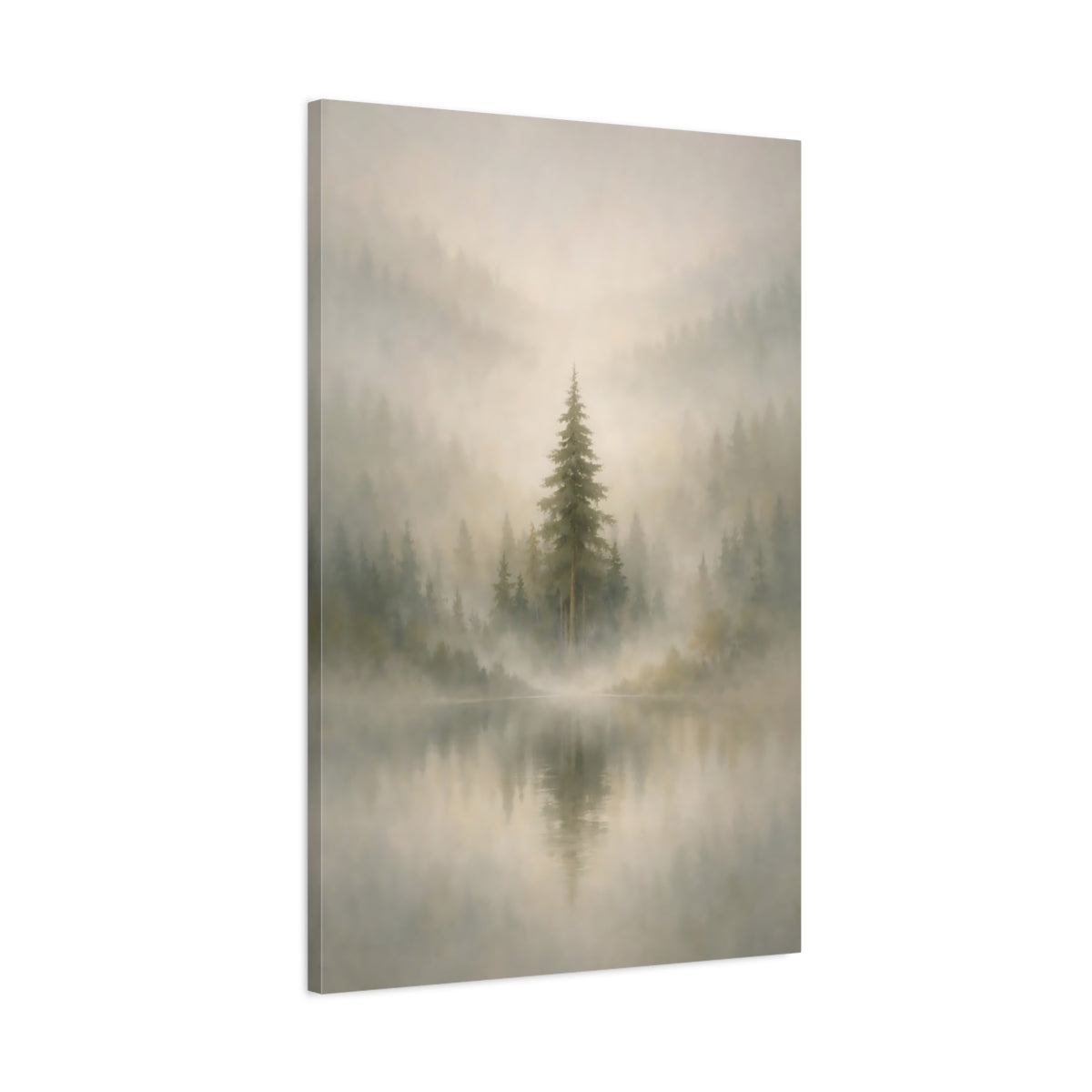 Nature Misty Lake Forest - Canvas Wall Art Print