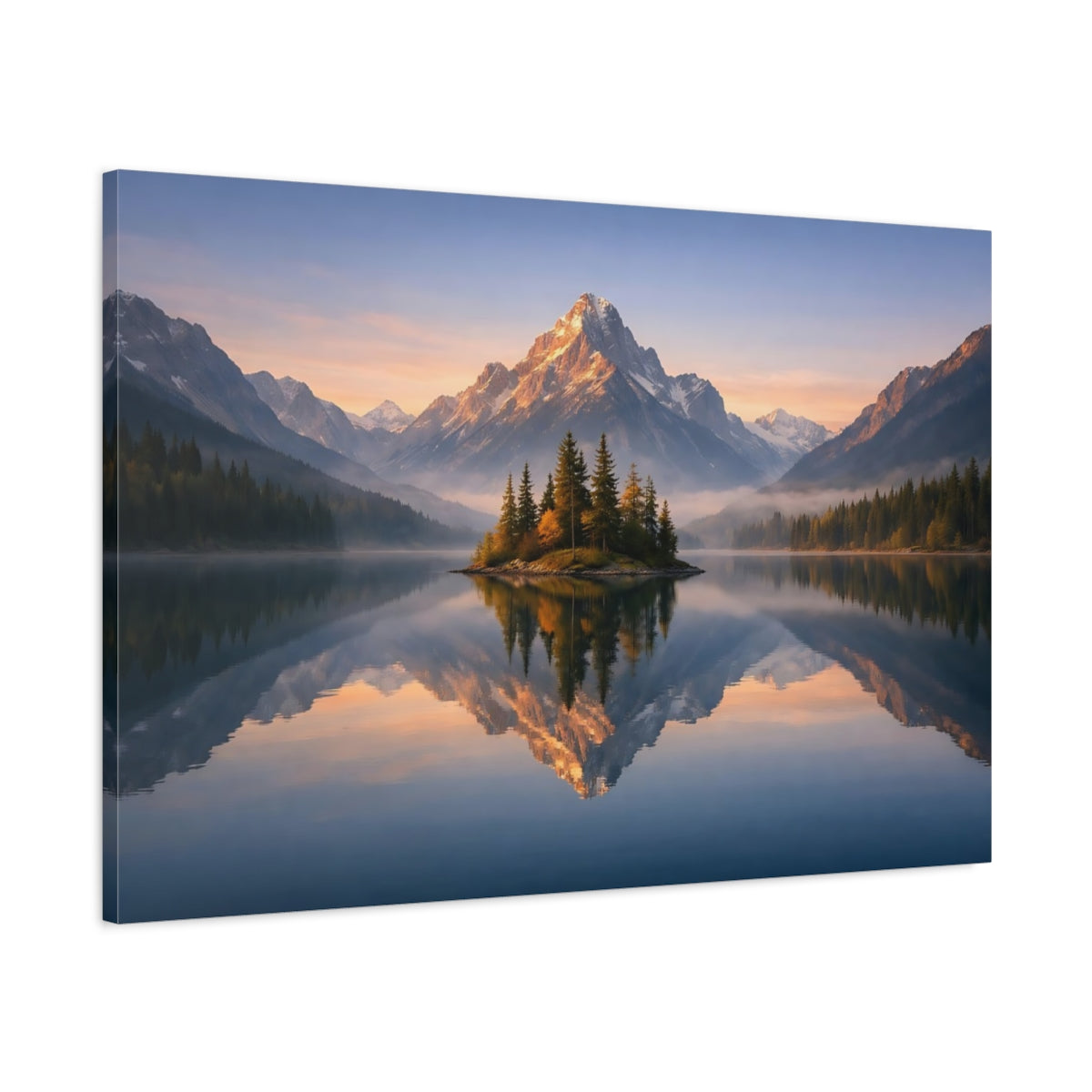 Nature Lake Reflection Mountain - Canvas Wall Art Print