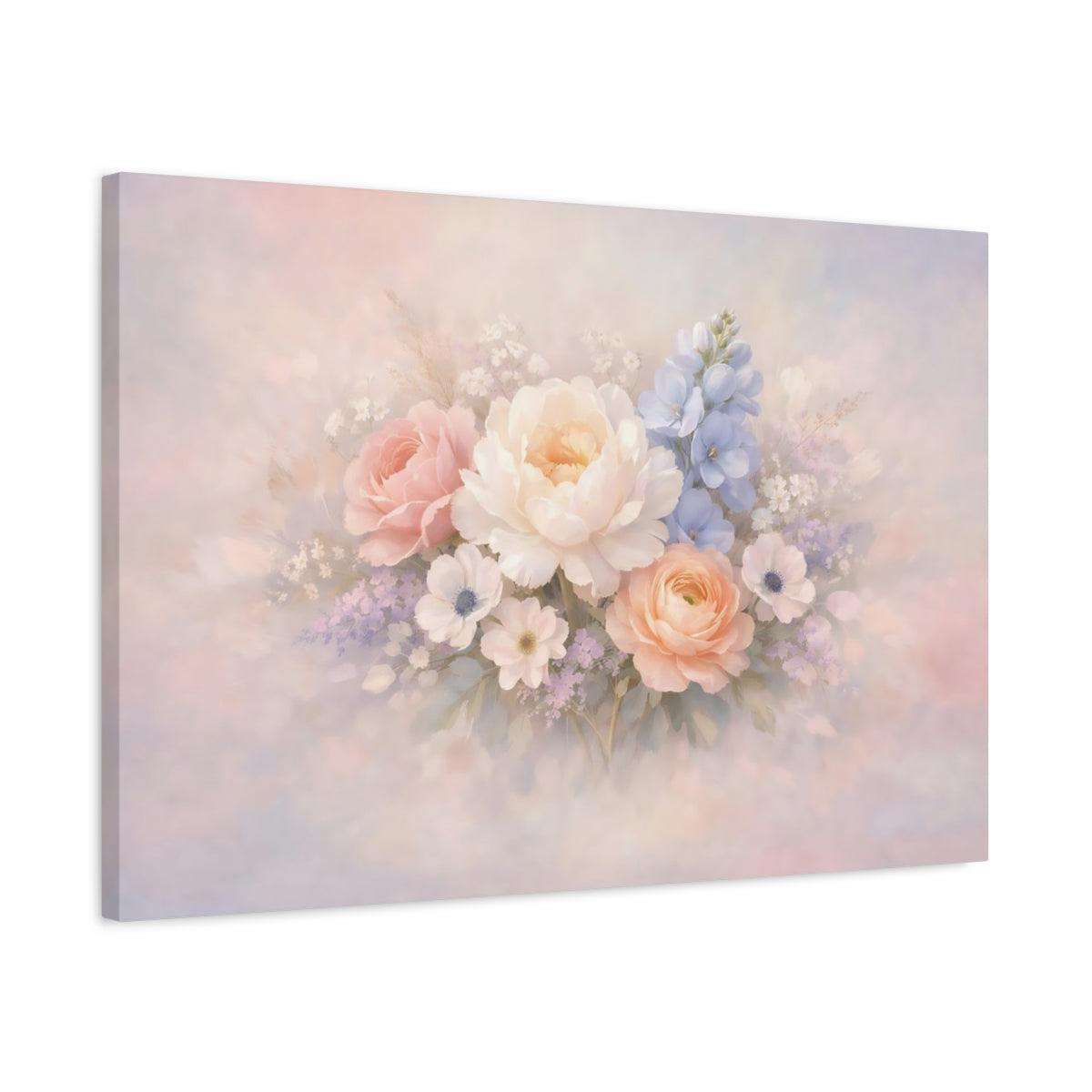 Contemporary Pastel Flowers Floral Arrangement - Canvas Wall Art Print