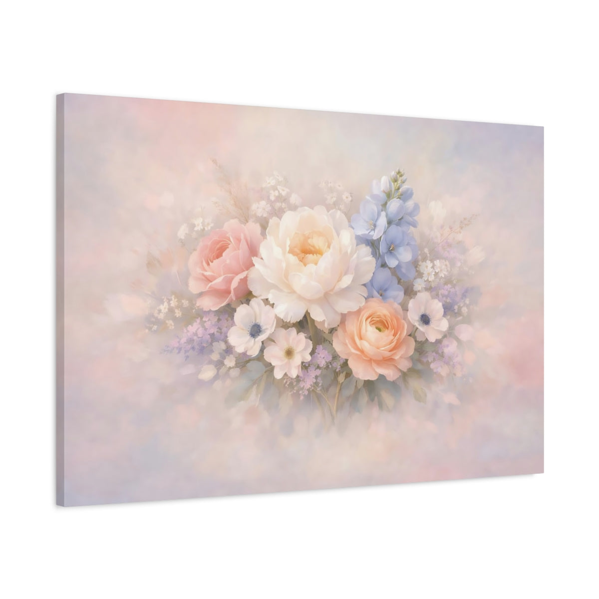 Contemporary Pastel Flowers Floral Arrangement - Canvas Wall Art Print