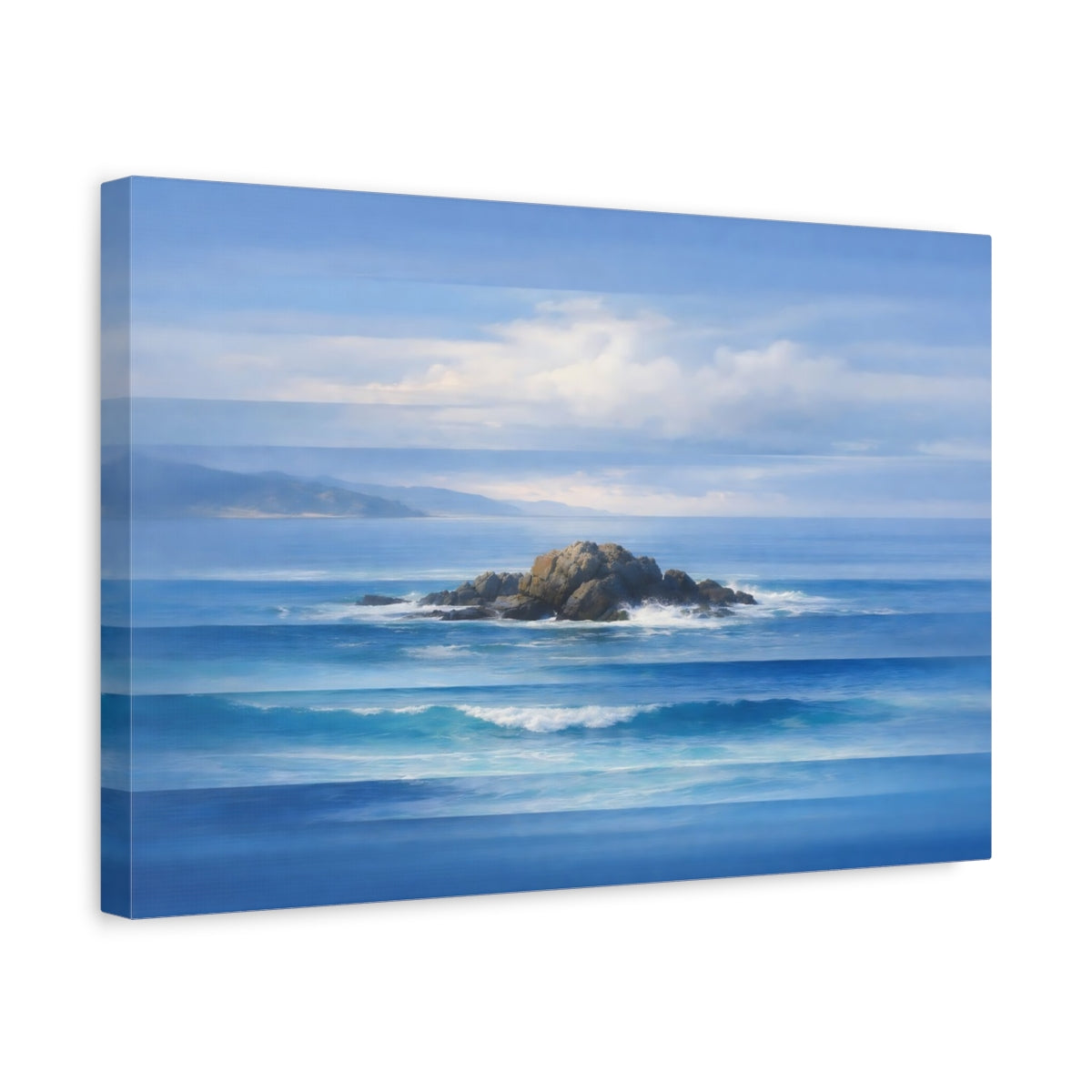 Contemporary Seascape Blue Ocean Rock Nature - Canvas Wall Art Print