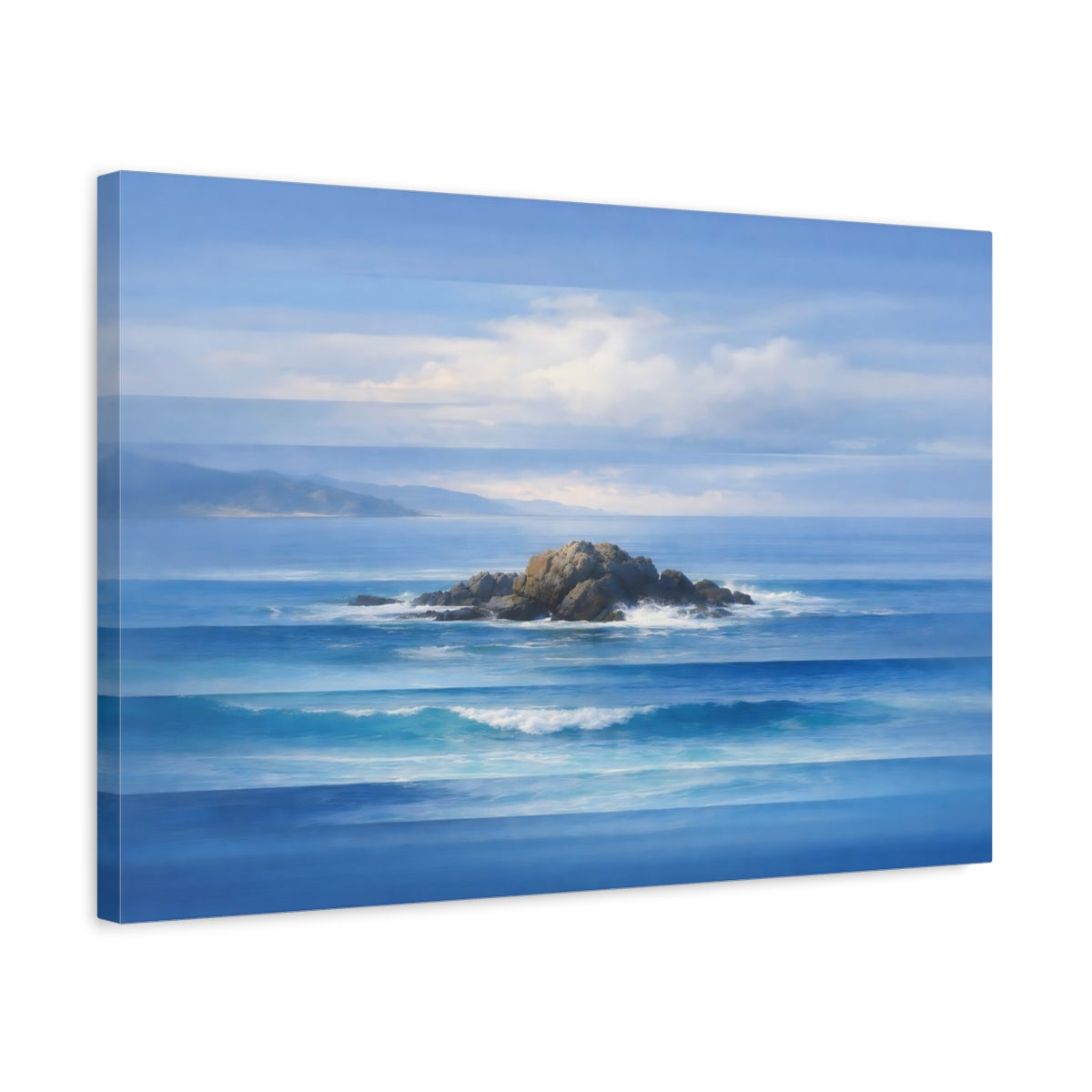 Contemporary Seascape Blue Ocean Rock Nature - Canvas Wall Art Print