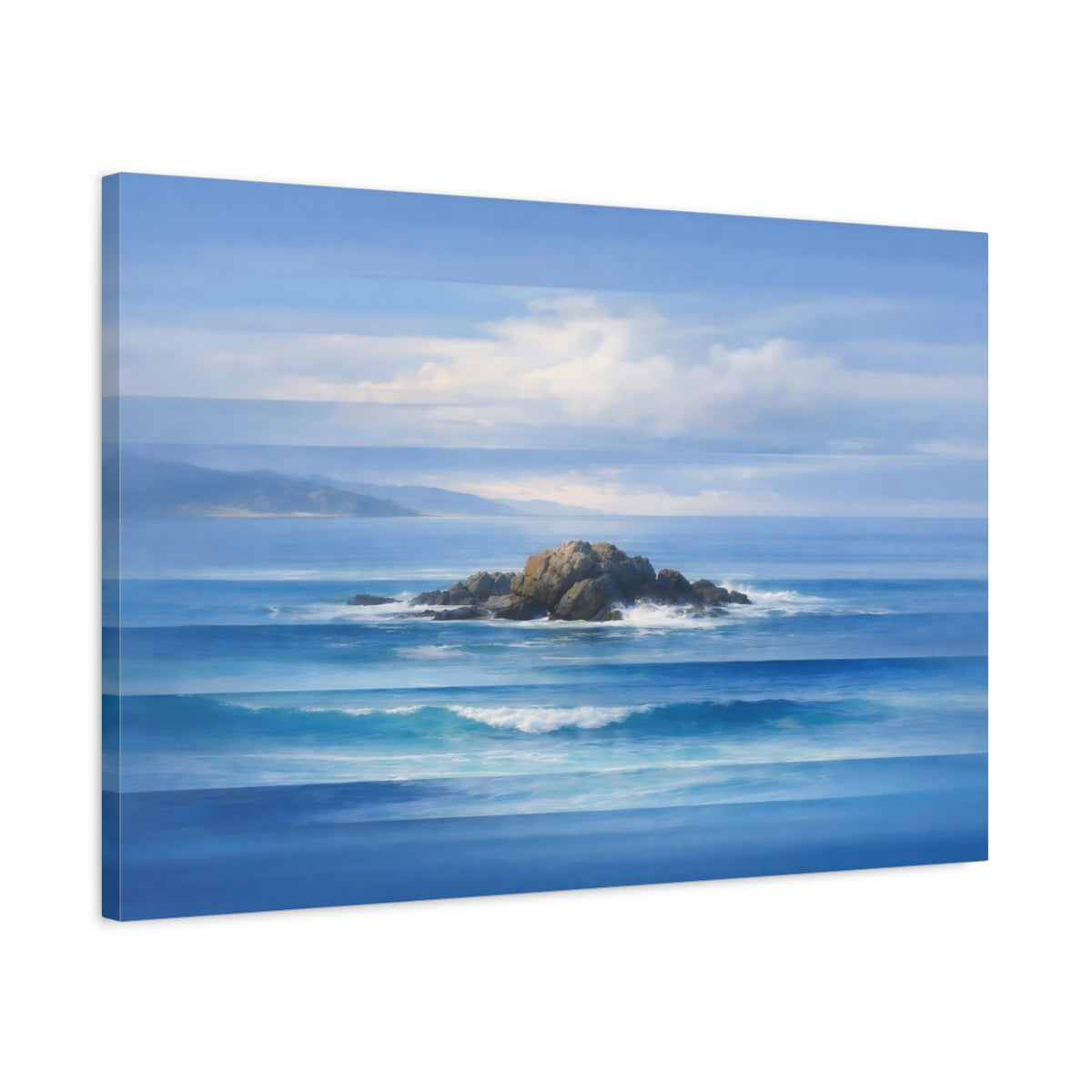Contemporary Seascape Blue Ocean Rock Nature - Canvas Wall Art Print