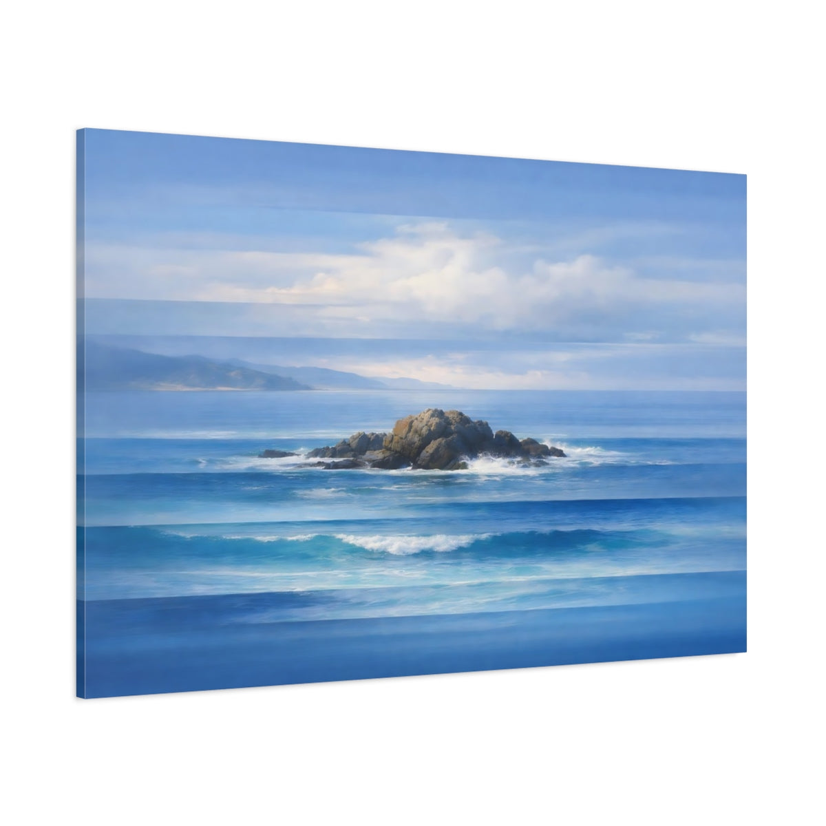 Contemporary Seascape Blue Ocean Rock Nature - Canvas Wall Art Print