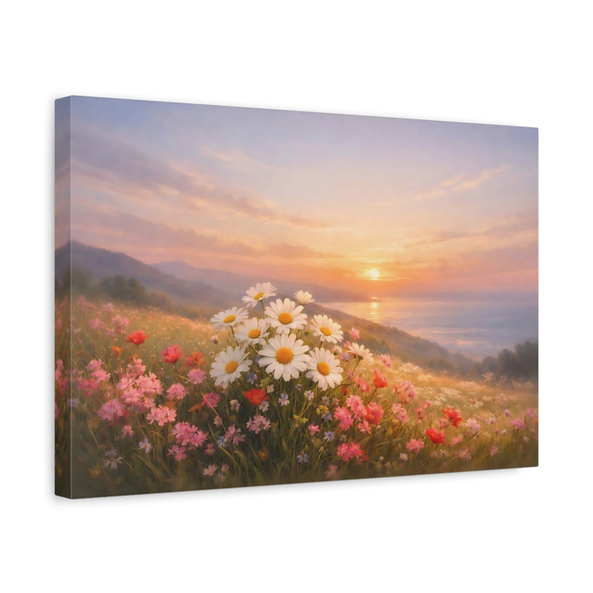Nature Flower Horizon Wildflowers - Canvas Wall Art Print