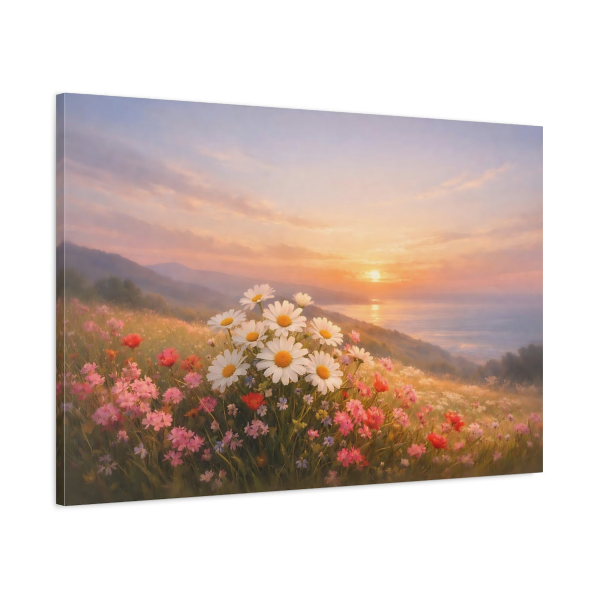 Nature Flower Horizon Wildflowers - Canvas Wall Art Print