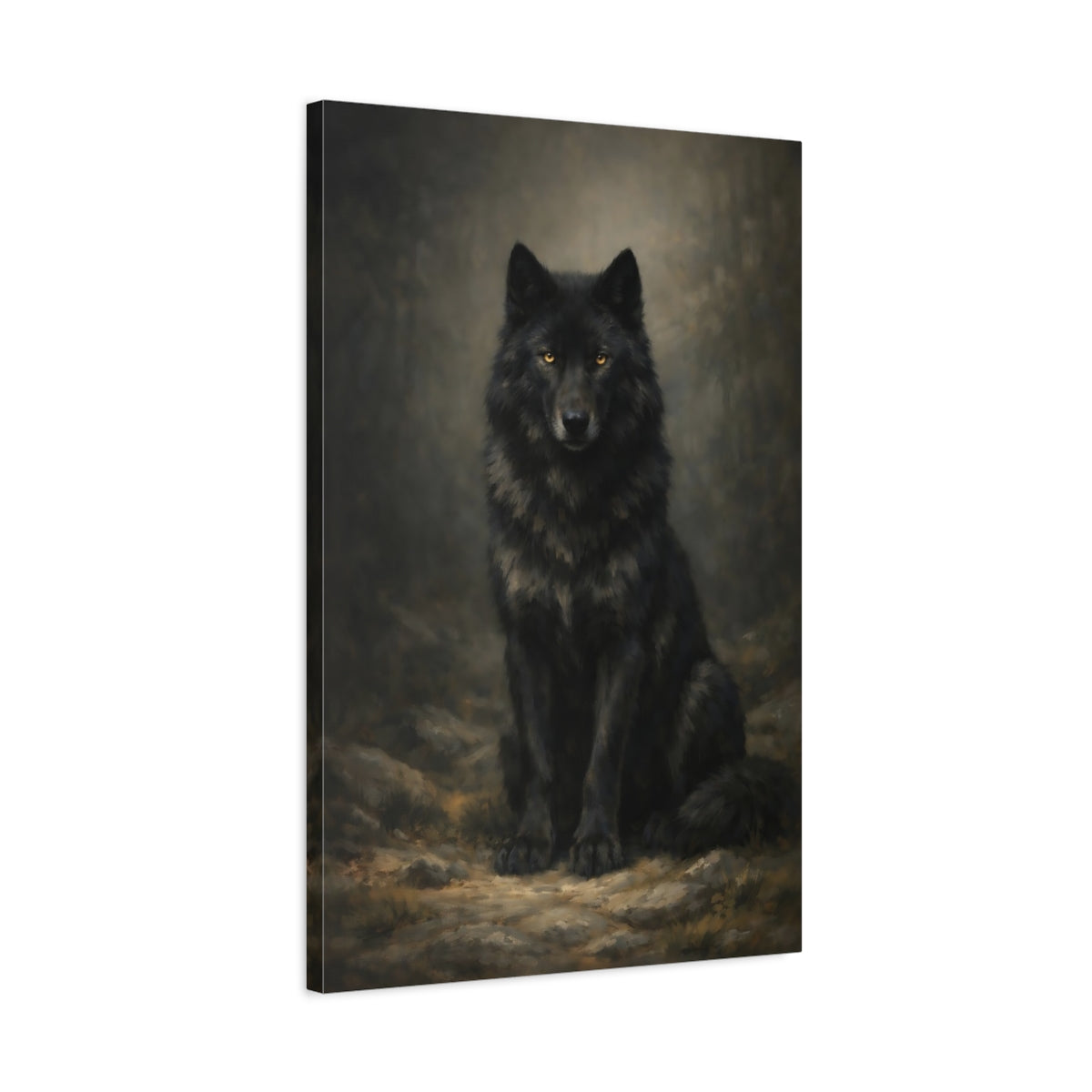 Black Wolf Portrait Canvas Wall Art - YesArtYes