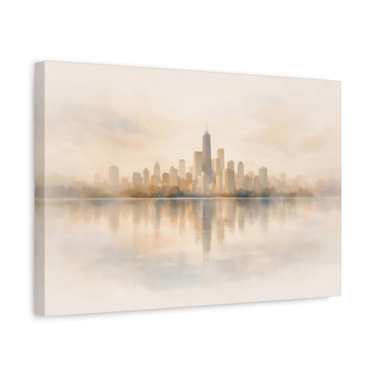 Watercolor Soft Neutral Skyline City Abstract - Canvas Wall Art Print